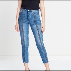 Neon Blonde Siren Zip-Front Hi Rise Jeans
